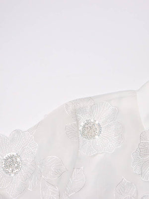Luxus-Organzahemd mit 3D-Blumen-Paillettendetail