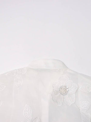 Luxus-Organzahemd mit 3D-Blumen-Paillettendetail