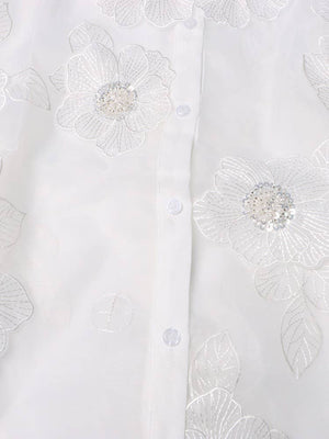 Luxus-Organzahemd mit 3D-Blumen-Paillettendetail