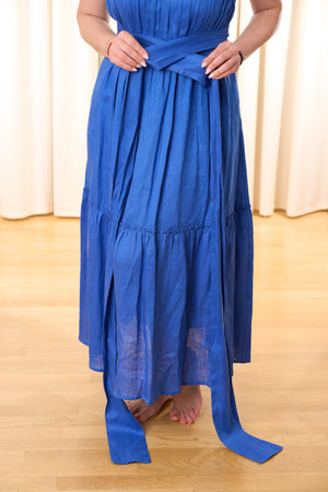 Greek Archaic Kori Leinen Kleid Blue